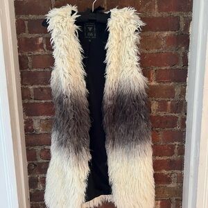 Guess Faux Fur Vest - Black and White Ombre